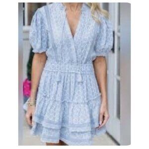 Women’s Mable Blue Dress Short Sleeve Medium Floral Print